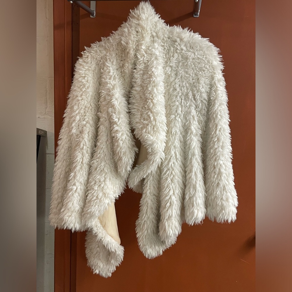 We The Free white fur jacket cropped